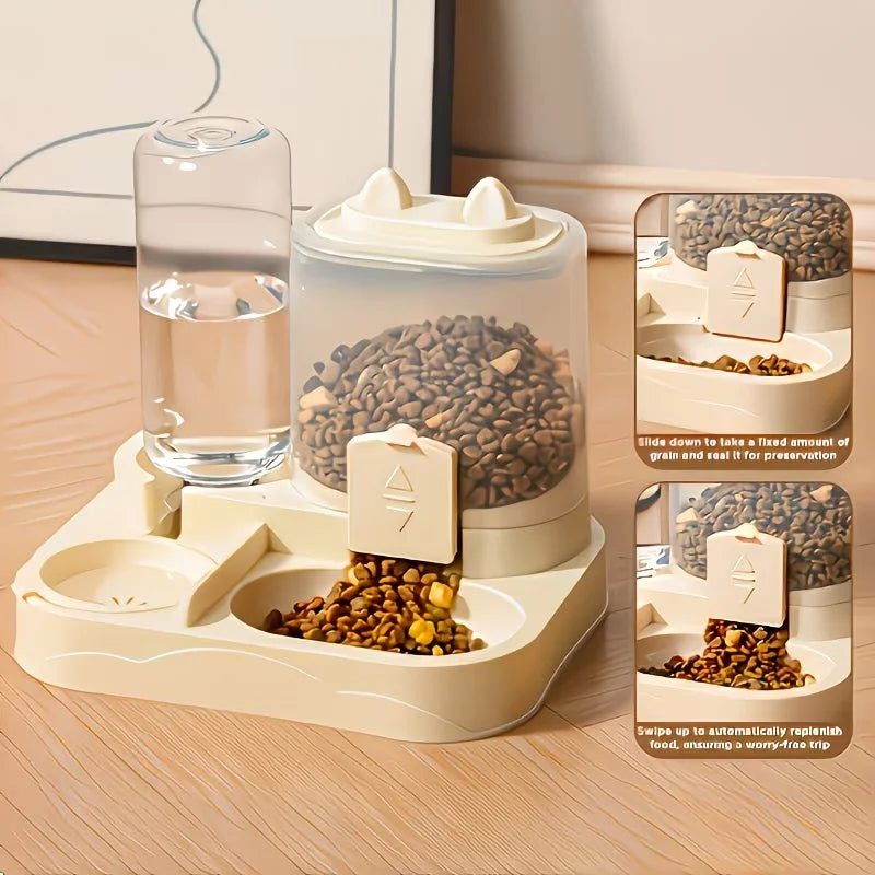2-in-1 Pet Feeder & Water Dispenser | Dry & Wet Separation Bowl for Cats & Dogs