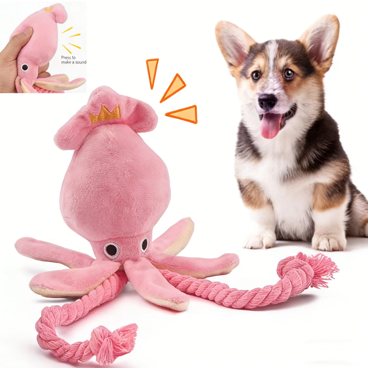 Cotton Rope Octopus Toy | Squeaky Chew & Teeth Cleaning Toy for Dogs & Cats