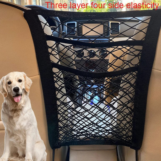 Pet Car Barrier | Safety Mesh Net with Storage Bag for Dogs
